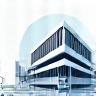 Architectural design icon representing a building blueprint
